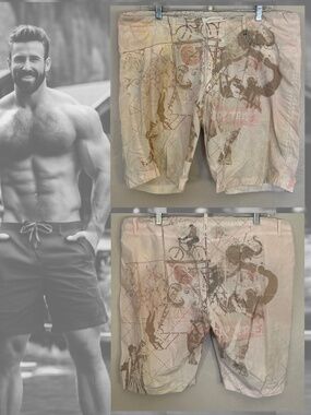 Ami Sanzuri Swim Trunks 34" waist 9" inseam Gently worn 70% cotton/30% nylon